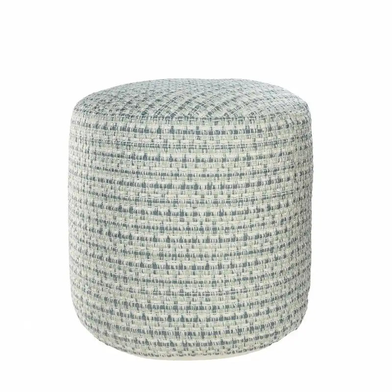 20  Blue Polyester Round Geometric Indoor Outdoor Pouf Ottoman