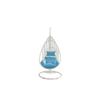 HomeRoots 40  Blue and Steel stand finished Metal Outdoor Swing Chair with Blue Cushion