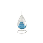 HomeRoots 40  Blue and Steel stand finished Metal Outdoor Swing Chair with Blue Cushion