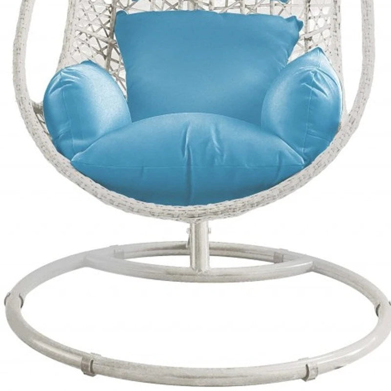 HomeRoots 40  Blue and Steel stand finished Metal Outdoor Swing Chair with Blue Cushion