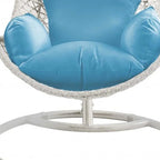 HomeRoots 40  Blue and Steel stand finished Metal Outdoor Swing Chair with Blue Cushion