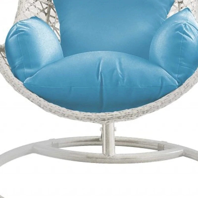 HomeRoots 40  Blue and Steel stand finished Metal Outdoor Swing Chair with Blue Cushion