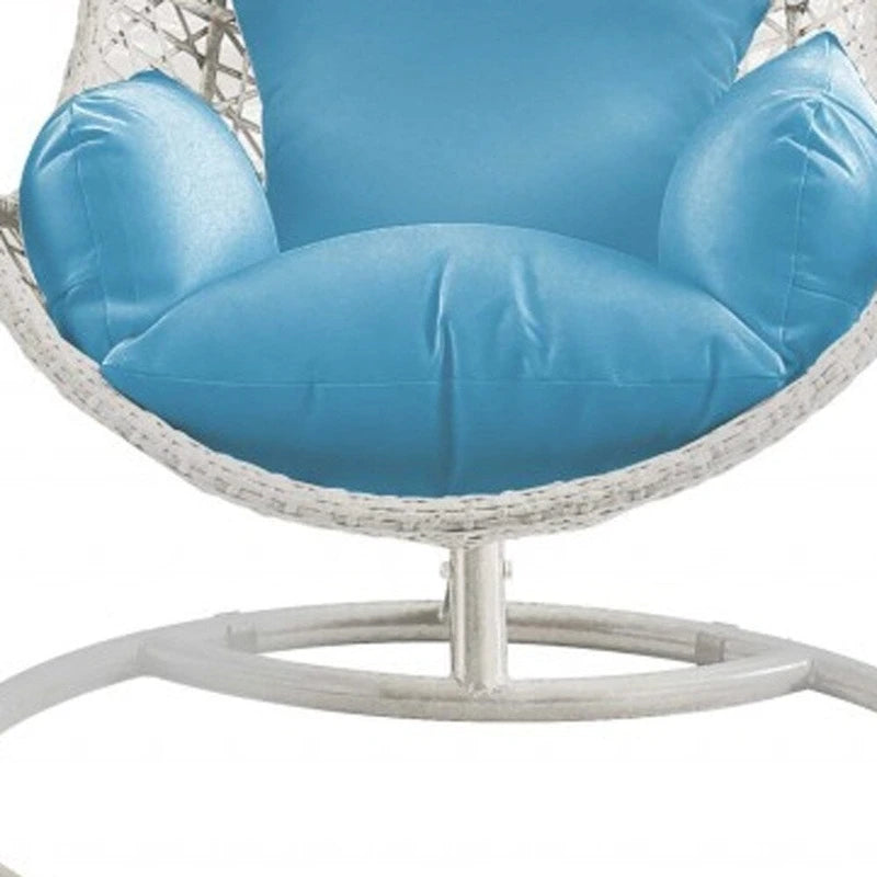 HomeRoots 40  Blue and Steel stand finished Metal Outdoor Swing Chair with Blue Cushion