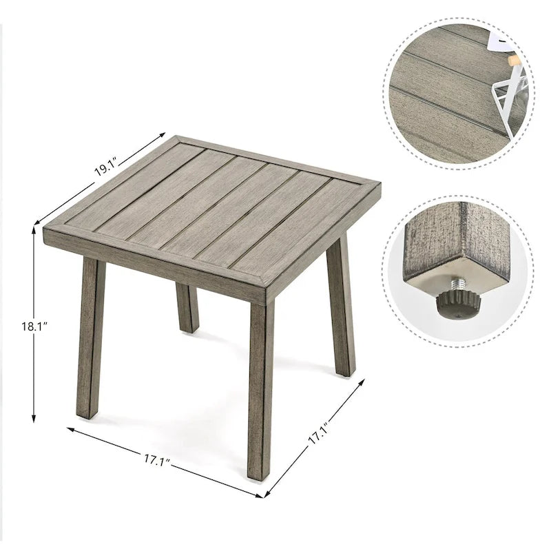 1-Piece Aluminum Outdoor Table with Hand-painted Frame