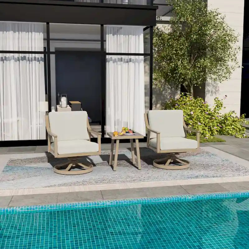 1-Piece Aluminum Outdoor Table with Hand-painted Frame