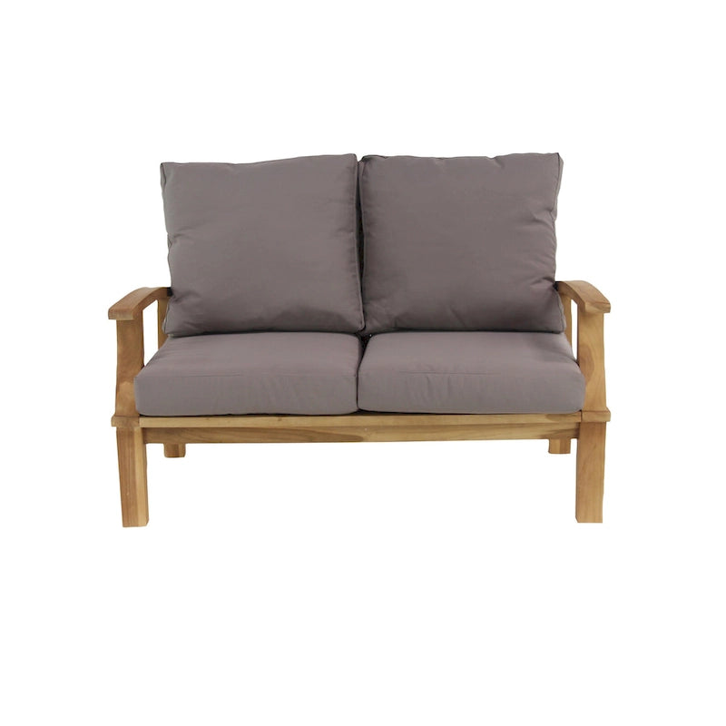 Teak Wood Arm Chair and Loveseat Outdoor Seating Set with Cushions and Coffee Table - Set of 4 Brown - Roche River Decor