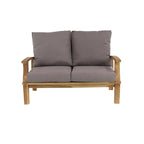 Teak Wood Arm Chair and Loveseat Outdoor Seating Set with Cushions and Coffee Table - Set of 4 Brown - Roche River Decor
