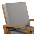Teak Wood Arm Chair and Loveseat Outdoor Seating Set with Cushions and Coffee Table - Set of 4 Brown - Roche River Decor