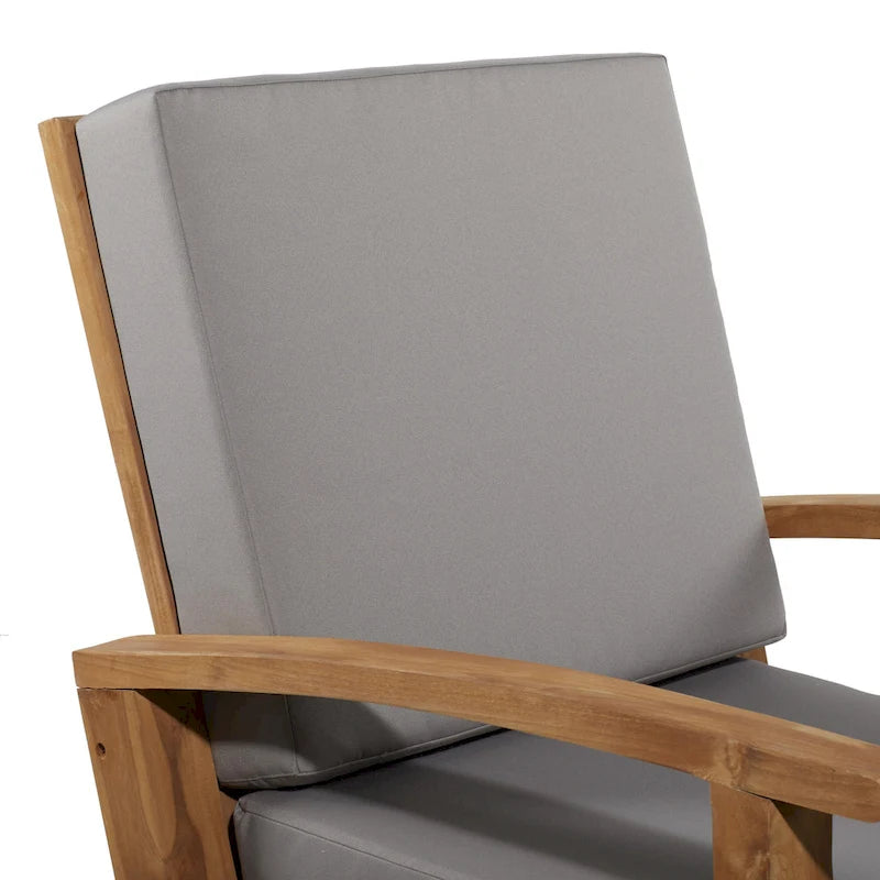 Teak Wood Arm Chair and Loveseat Outdoor Seating Set with Cushions and Coffee Table - Set of 4 Brown - Roche River Decor