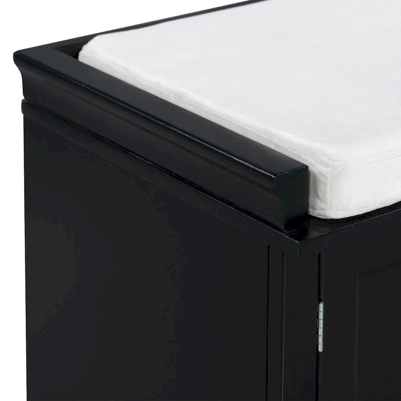 Storage Bench with 2 Drawers and 2 Cabinets, Shoe Bench with Removable Cushion for Living Room
