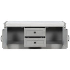 Storage Bench with 2 Drawers and 2 Cabinets, Shoe Bench with Removable Cushion for Living Room