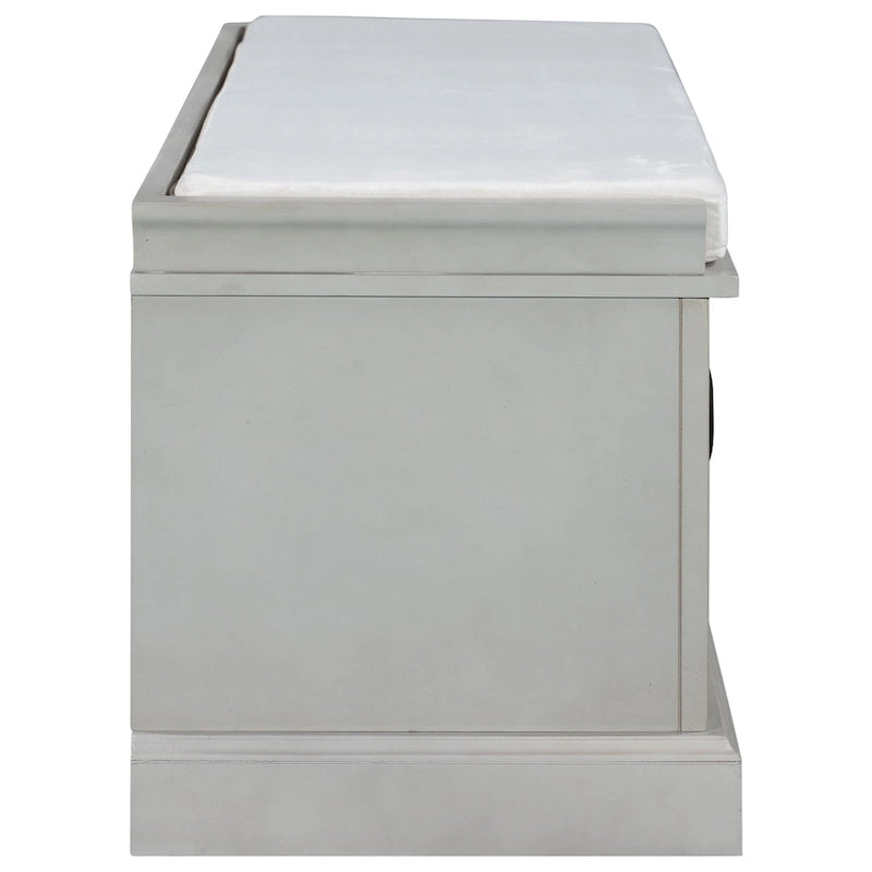 Storage Bench with 2 Drawers and 2 Cabinets, Shoe Bench with Removable Cushion for Living Room