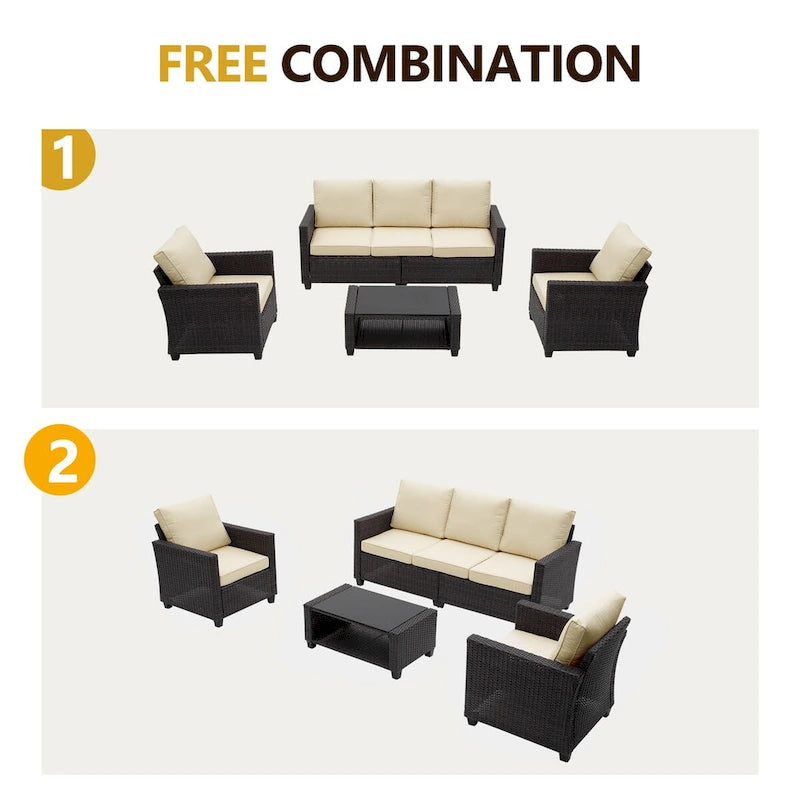 5 - Person Outdoor Seating Group with Cushions