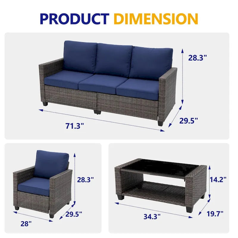 5 - Person Outdoor Seating Group with Cushions