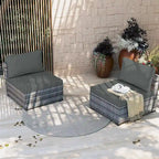 UPHA 2- Person Stylish Rattan Patio Conversation Seating Set with Cushions.