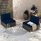 UPHA 2- Person Stylish Rattan Patio Conversation Seating Set with Cushions.