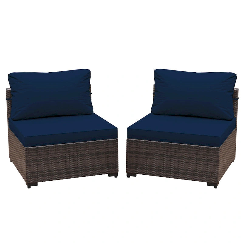 UPHA 2- Person Stylish Rattan Patio Conversation Seating Set with Cushions.