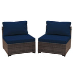 UPHA 2- Person Stylish Rattan Patio Conversation Seating Set with Cushions.