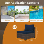 UPHA 2- Person Stylish Rattan Patio Conversation Seating Set with Cushions.