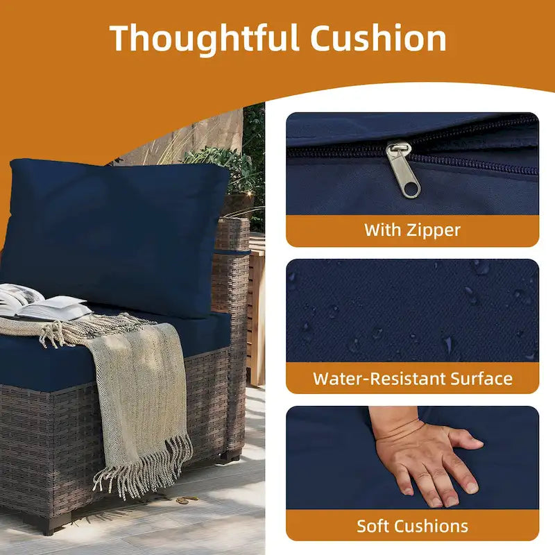 UPHA 2- Person Stylish Rattan Patio Conversation Seating Set with Cushions.