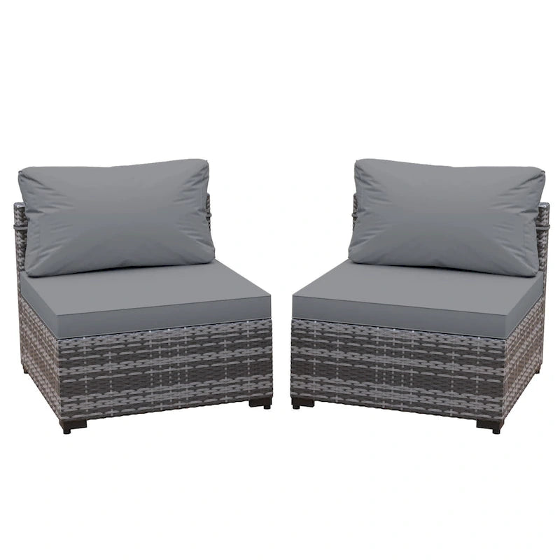UPHA 2- Person Stylish Rattan Patio Conversation Seating Set with Cushions.