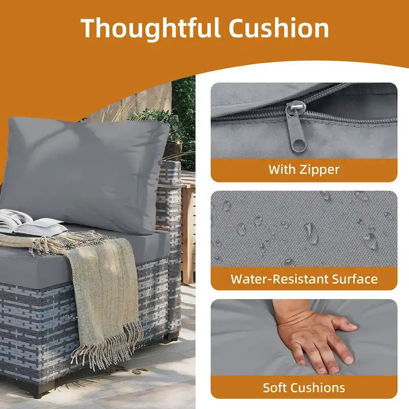 UPHA 2- Person Stylish Rattan Patio Conversation Seating Set with Cushions.