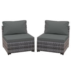 UPHA 2- Person Stylish Rattan Patio Conversation Seating Set with Cushions.