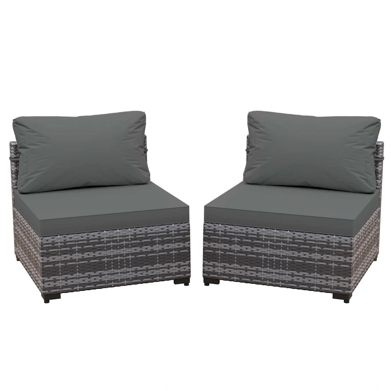 UPHA 2- Person Stylish Rattan Patio Conversation Seating Set with Cushions.