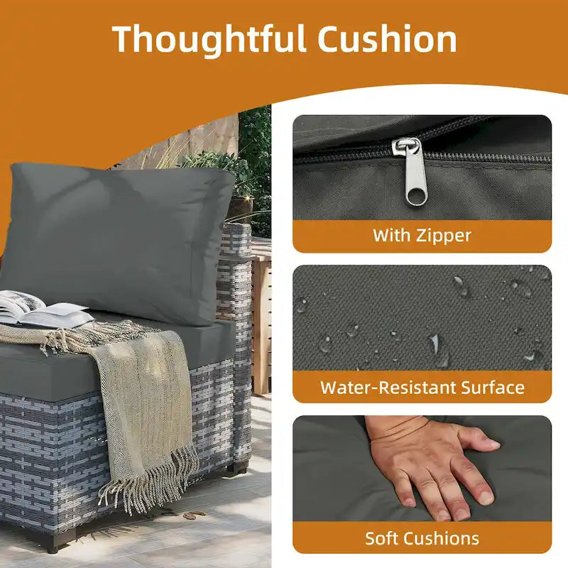UPHA 2- Person Stylish Rattan Patio Conversation Seating Set with Cushions.