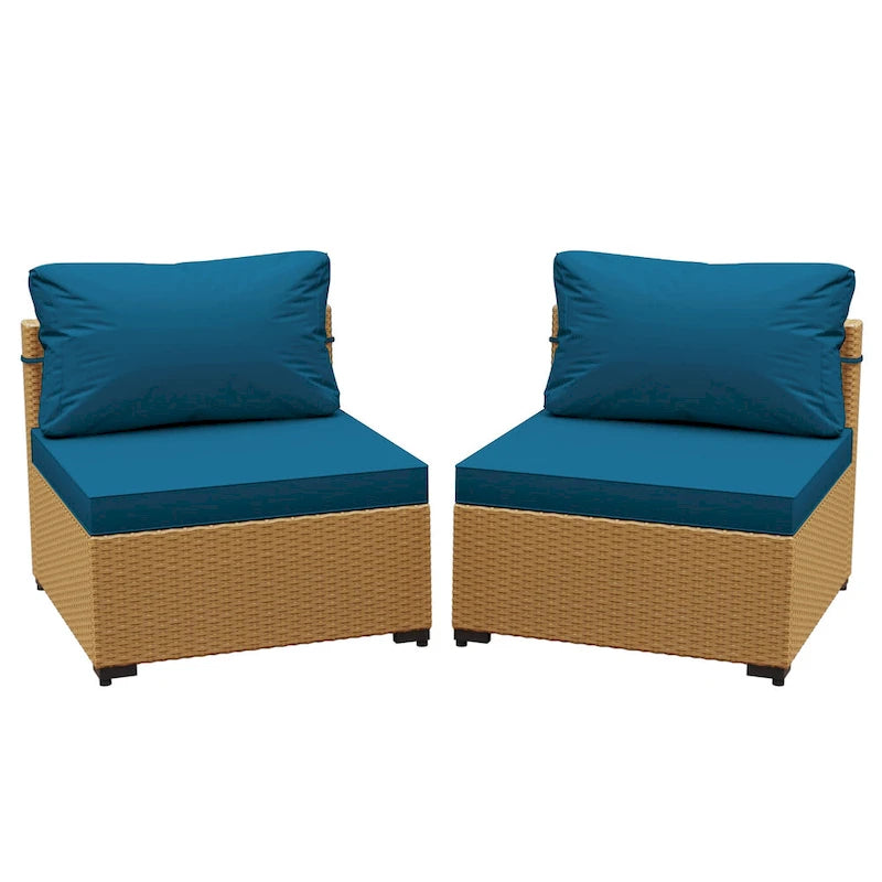 UPHA 2- Person Stylish Rattan Patio Conversation Seating Set with Cushions.
