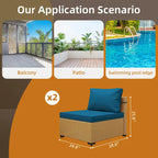 UPHA 2- Person Stylish Rattan Patio Conversation Seating Set with Cushions.