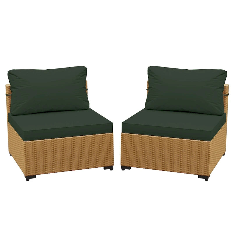 UPHA 2- Person Stylish Rattan Patio Conversation Seating Set with Cushions.