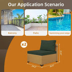 UPHA 2- Person Stylish Rattan Patio Conversation Seating Set with Cushions.