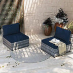 UPHA 2- Person Stylish Rattan Patio Conversation Seating Set with Cushions.