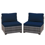 UPHA 2- Person Stylish Rattan Patio Conversation Seating Set with Cushions.