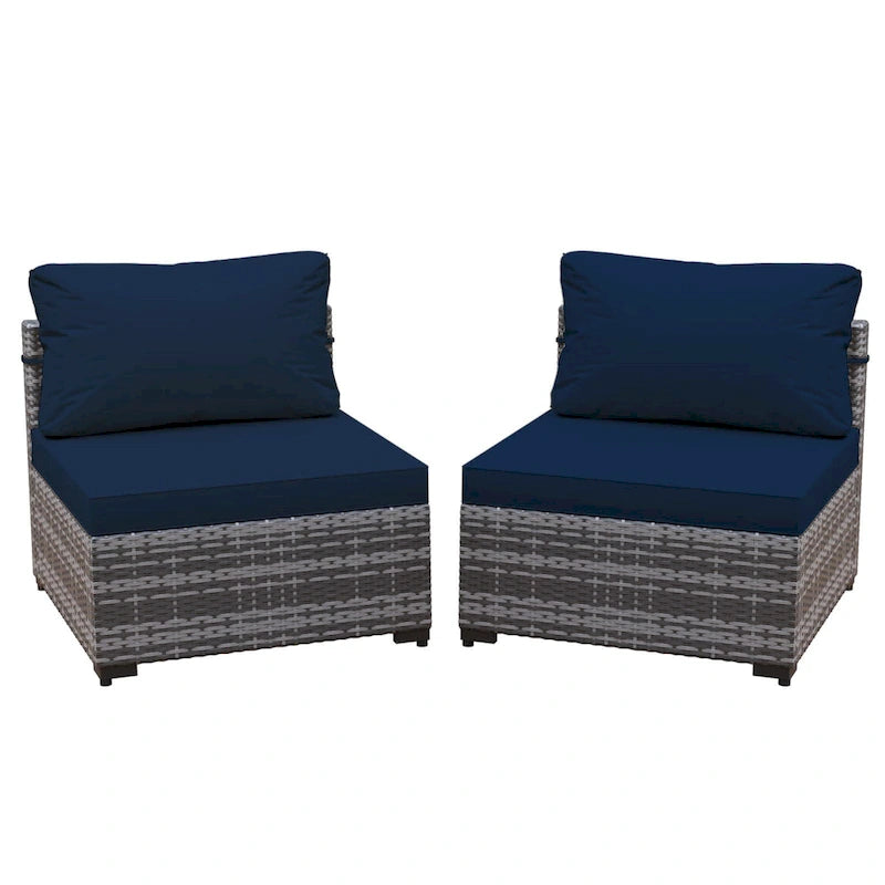 UPHA 2- Person Stylish Rattan Patio Conversation Seating Set with Cushions.