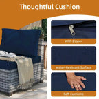 UPHA 2- Person Stylish Rattan Patio Conversation Seating Set with Cushions.