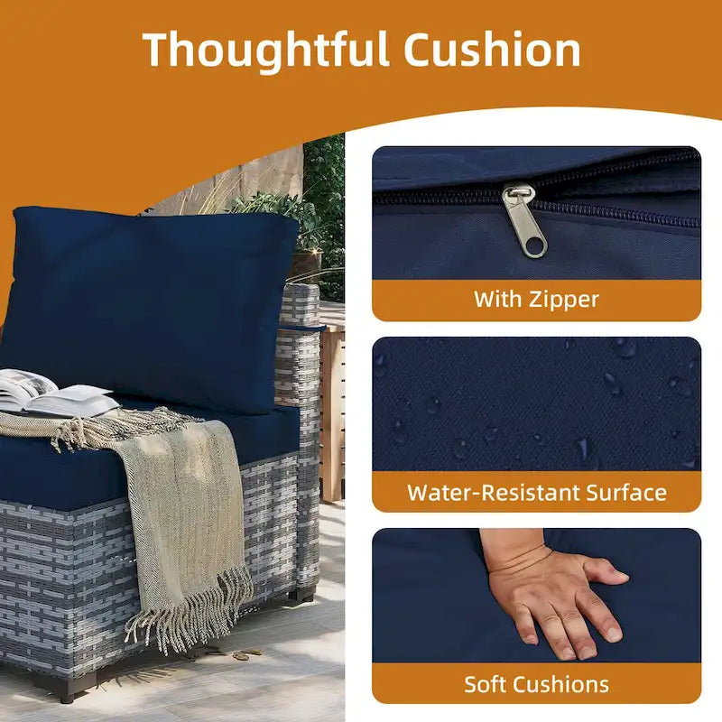 UPHA 2- Person Stylish Rattan Patio Conversation Seating Set with Cushions.