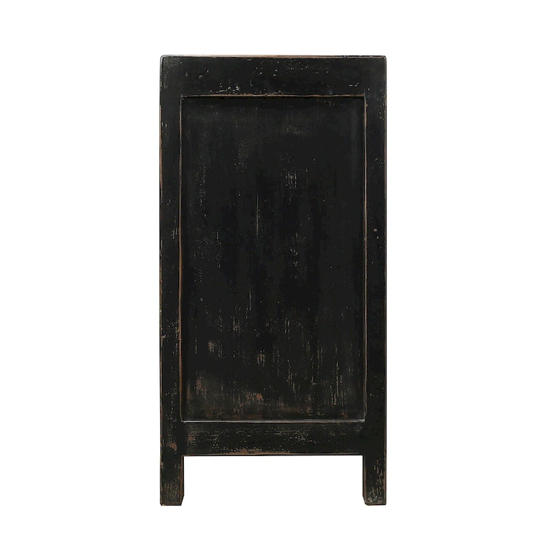 Four Drawer Distressed Black Sideboard 93x18x35 Inches Vintage Rustic Farmhouse Storage Cabinet