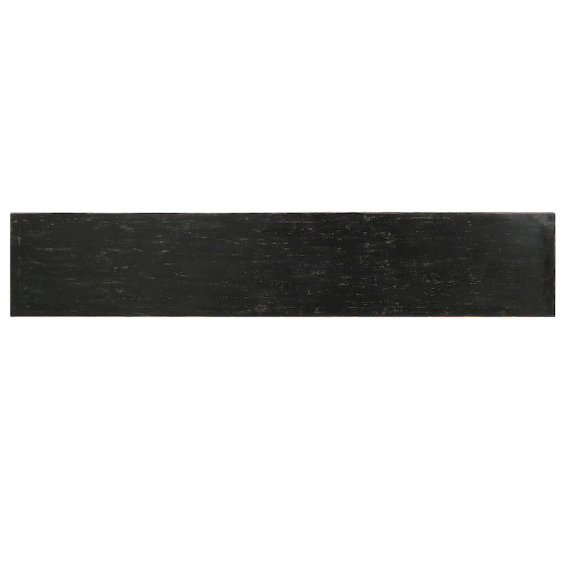 Four Drawer Distressed Black Sideboard 93x18x35 Inches Vintage Rustic Farmhouse Storage Cabinet