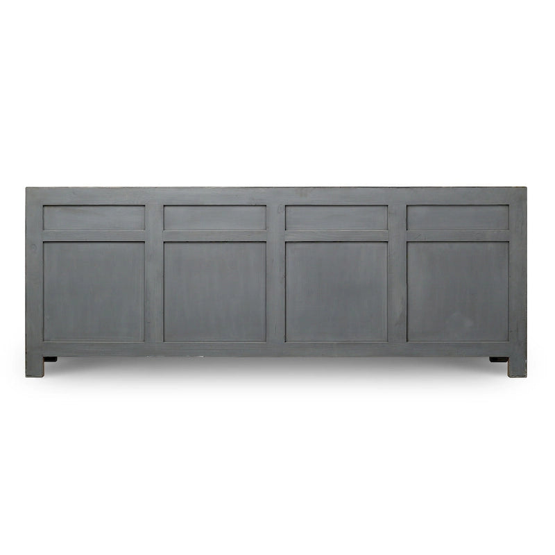 Four Drawer Distressed Black Sideboard 93x18x35 Inches Vintage Rustic Farmhouse Storage Cabinet