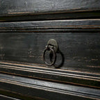 Four Drawer Distressed Black Sideboard 93x18x35 Inches Vintage Rustic Farmhouse Storage Cabinet