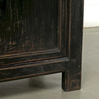 Four Drawer Distressed Black Sideboard 93x18x35 Inches Vintage Rustic Farmhouse Storage Cabinet