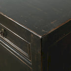 Four Drawer Distressed Black Sideboard 93x18x35 Inches Vintage Rustic Farmhouse Storage Cabinet
