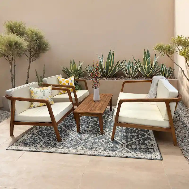 LuXeo Sumatra Teak Deep Seating Set - 4 Person