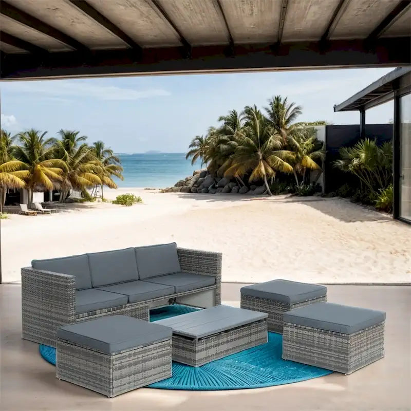 5 Set Wicker Furniture,Patio Furniture,Seasonal PE Wicker Furniture