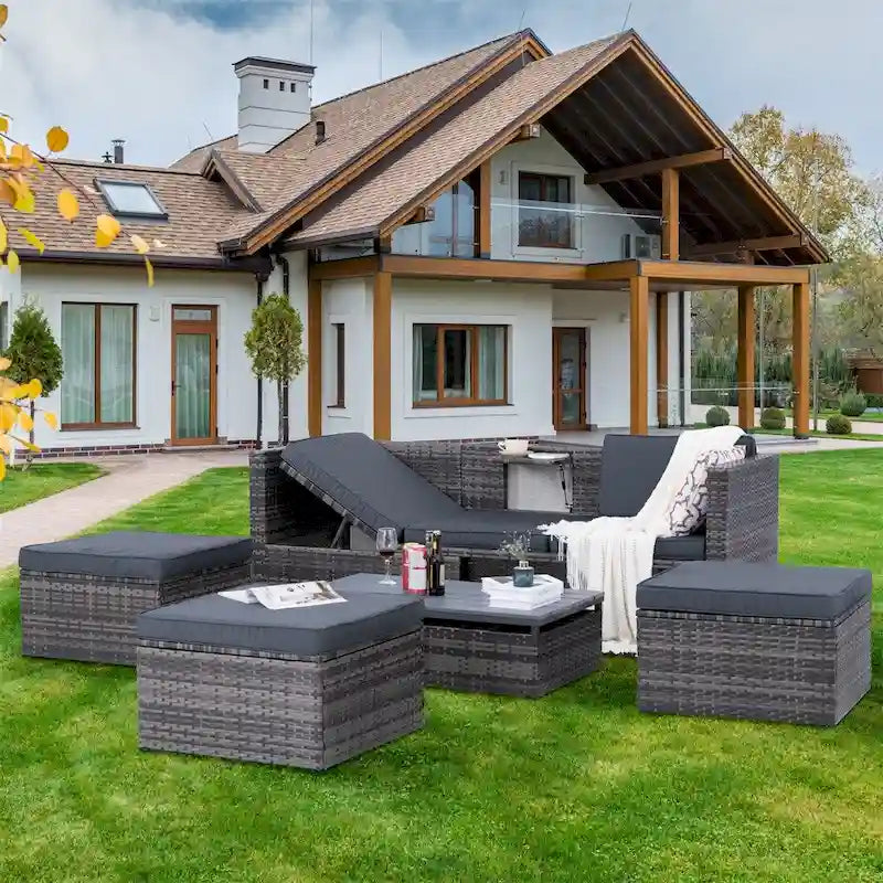 5 Set Wicker Furniture,Patio Furniture,Seasonal PE Wicker Furniture