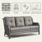 6 Pieces Outdoor Chair Sofa Ottoman with Fire Pit Table - Grey